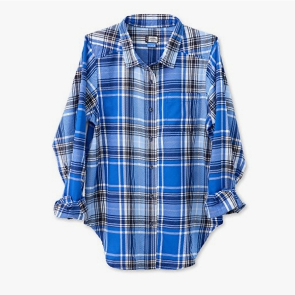Kavu Shelby Long Sleeve Button Down Blue Plaid Shirt Womens Small New NWT 30UV - Picture 10 of 10